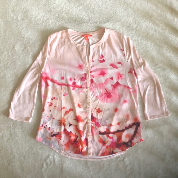 Soft baby pink pastel cropped sleeve blouse - Picture 1 of 7